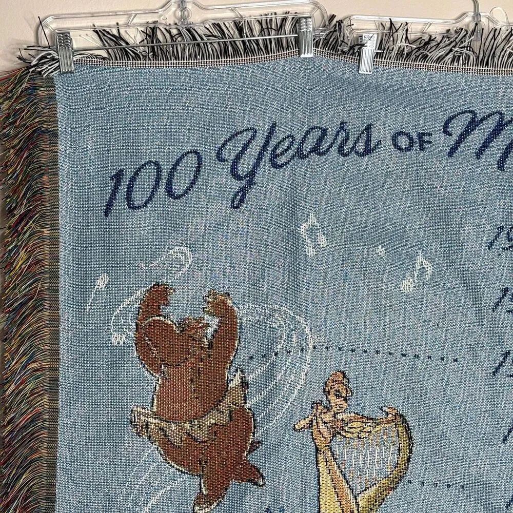 Disney 100 Years Metallic Woven Tapestry Throw Blanket 48